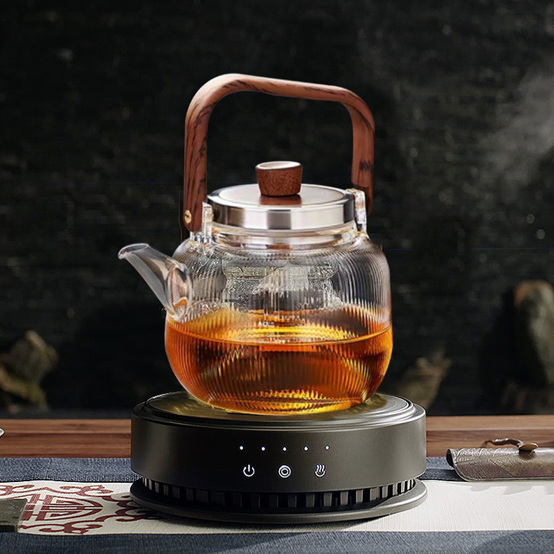 弘龙德茗堂猫眼四代黑晶炉家用小型电热泡茶炉玻璃煮茶壶蒸茶器套