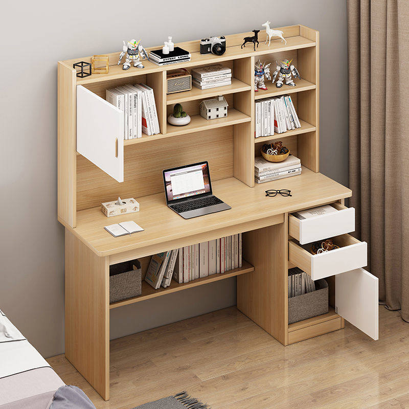 电脑桌子书桌学生学习桌办公桌书柜一体写字桌家用写字台带架一体
