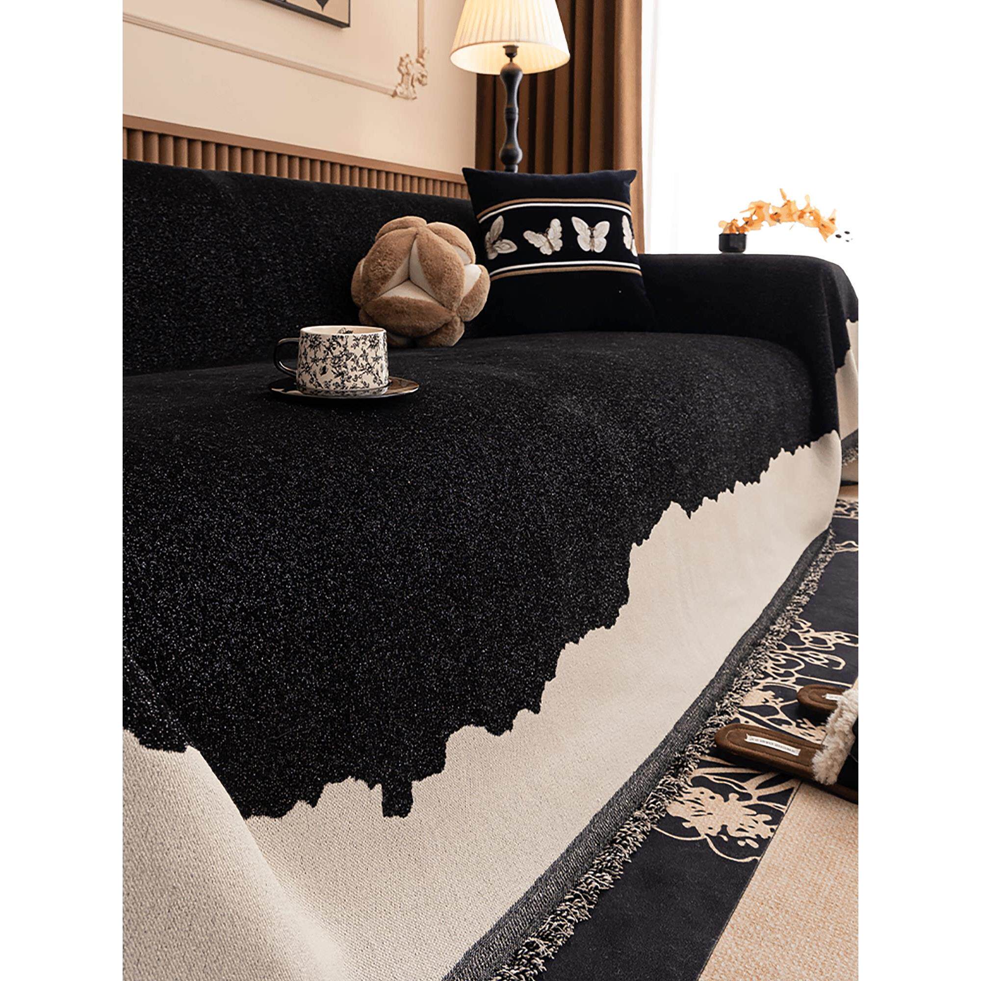 黑色沙发盖布巾四季通用2025新款轻奢高级感一整张全盖毯子垫套罩