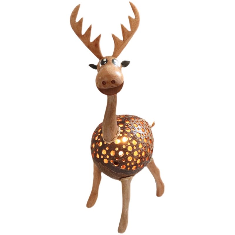 泰国椰子灯卡通动物椰壳台灯儿童房床头氛围灯可爱小象夜灯睡眠灯