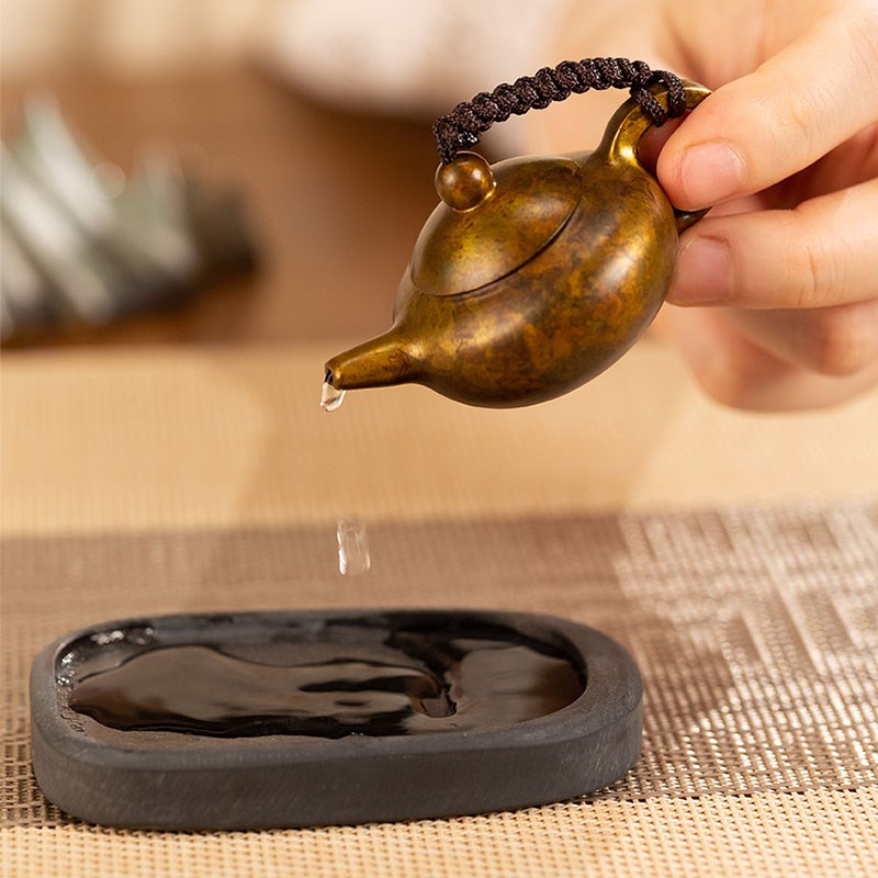 朱炳仁铜 海纳百川砚滴 香插装饰迷你精品秀珍手把件把把胡