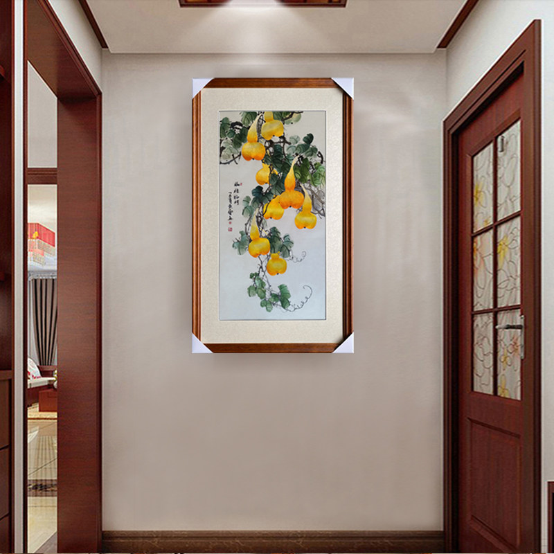 成品挂画葫芦福禄临门五福临门纯手工刺绣品家庭玄关装饰壁画