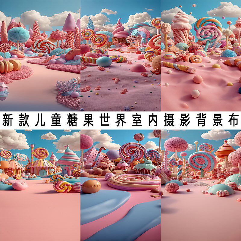 糖果世界儿童拍照背景布影楼照相馆室内摄影摆拍数码写真布
