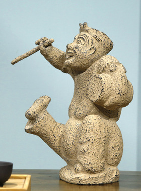 仿古董文物家居多宝阁装饰品工艺品书房文化博古架人物酒柜架