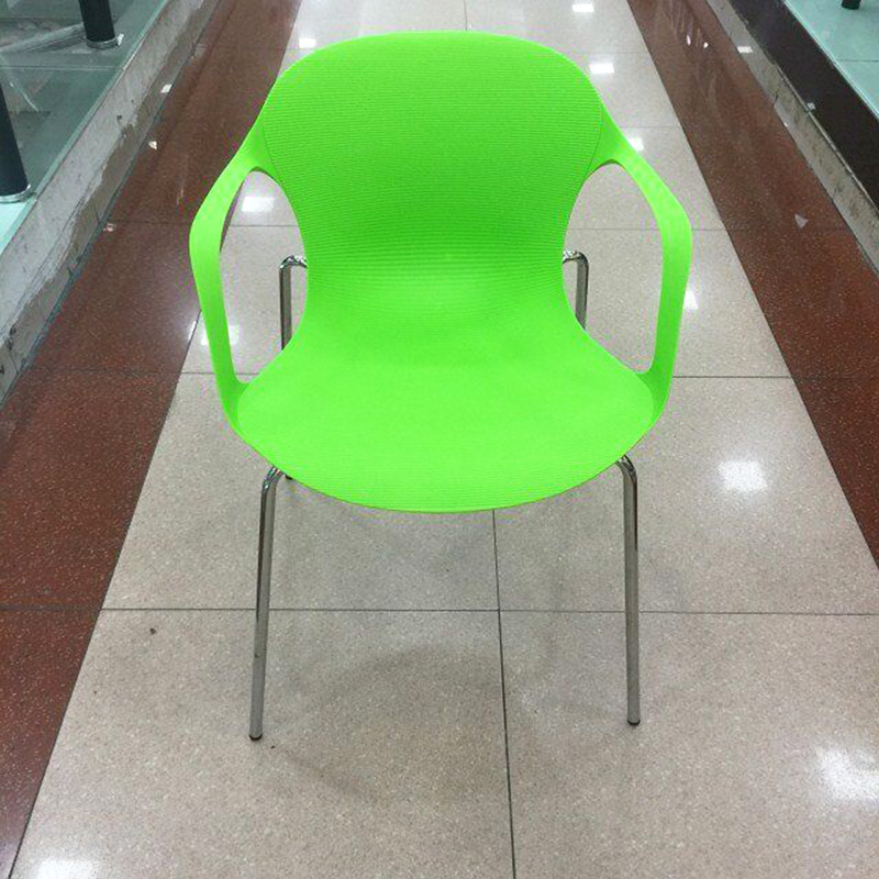 新款4脚休闲洽谈椅白色塑料椅办公接待椅时尚糖果色咖啡椅