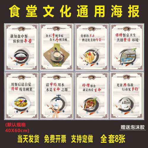 企业工厂学校校园食堂文化布置墙纸装饰画约珍惜粮食标语