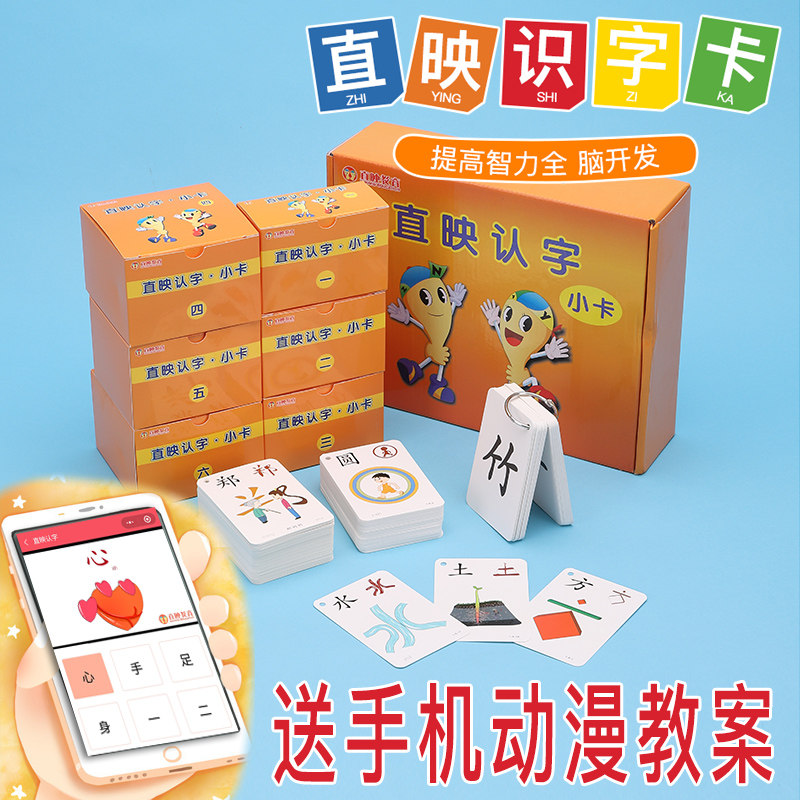 直映认字正字卡教材全识字卡片幼儿园宝宝学前岁图早教