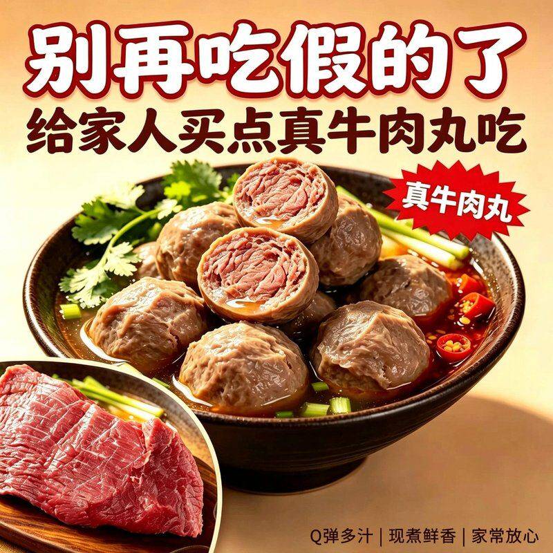 到手6包顺丰包邮2斤送1斤潮汕特产牛肉丸牛筋丸Q弹紧实鲜嫩多汁