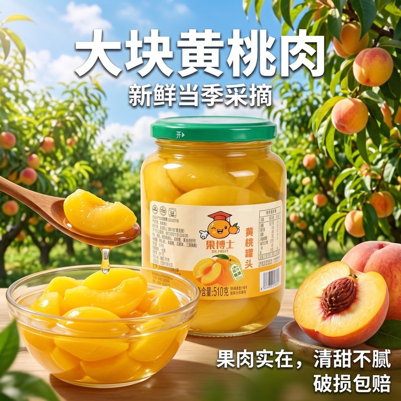到手4罐每罐510克黄桃罐头新鲜大黄桃沂蒙山特产