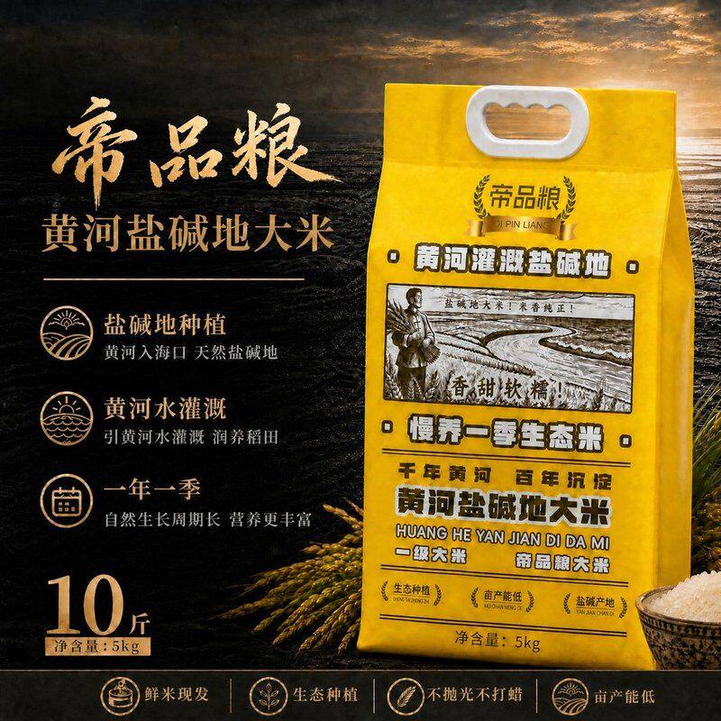 帝品粮黄河盐碱地大米一级粳米真空包装煮粥煮饭弱碱低钠产地直供