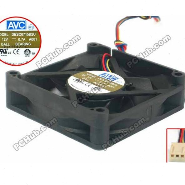 AMD原配 AVC DESC0715B2U 12V 0.7A 7CM 7015 7020 双滚珠4线风扇