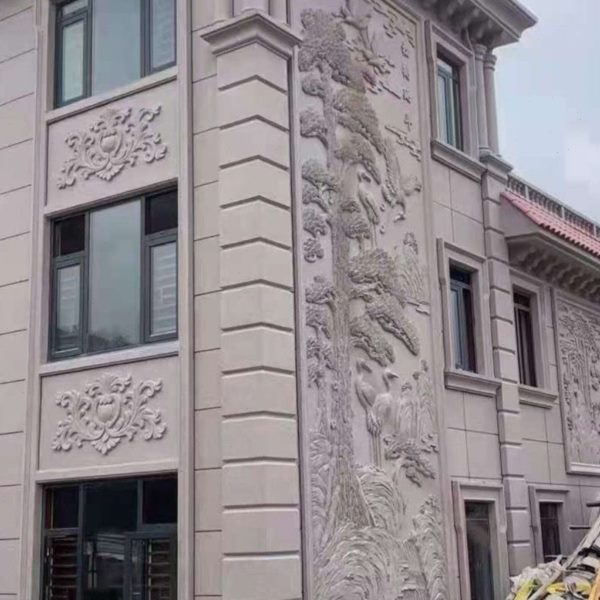 欧式EPS浮雕别墅外墙装饰泡沫浮雕线条仿砂岩迎客松自粘浮雕新款