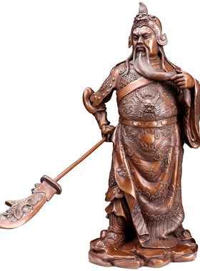 铜匠仁 紫铜关公摆件铜关羽关二爷摆设家居装饰品店铺开业礼品