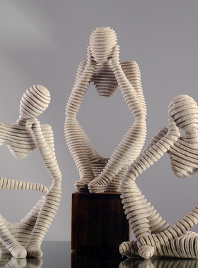 北欧创意抽象人物思考者摆件工艺品书房客厅电视柜轻奢软装装饰品