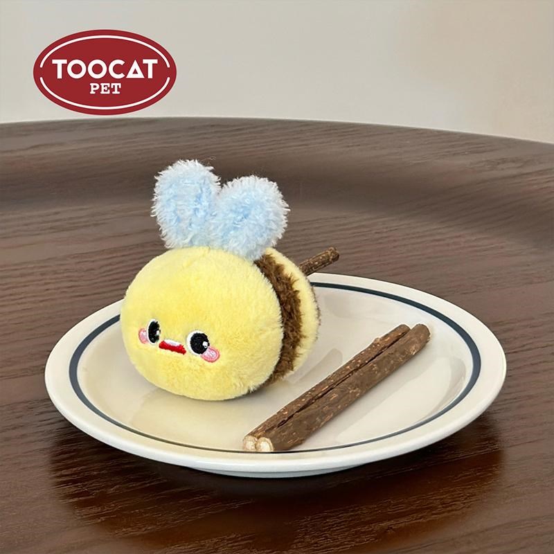 芝小麻胖头蜜蜂磨牙猫玩具猫咪自嗨解闷啃咬可替换木天蓼逗猫棒