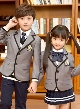 班服西装春秋冬季英伦学院风外套男女童小学生校服套装幼儿园园服