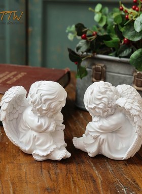 北欧古典创意祈祷天使家居装饰杂货花园客厅桌面丘比特礼物摆件