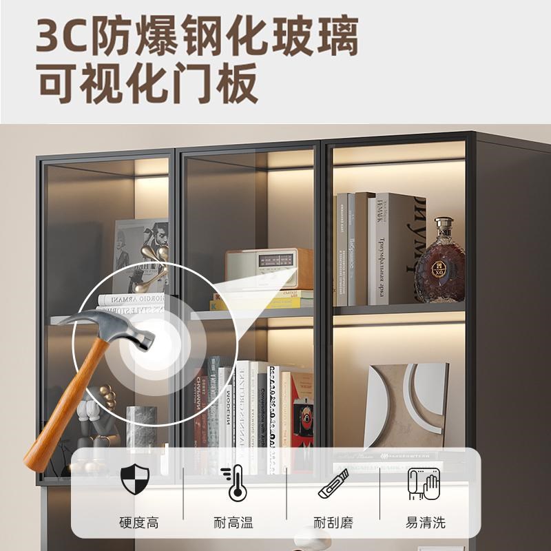 酒柜客厅靠墙新款一体餐边柜书柜轻奢手办玻璃展示柜置物落地书架