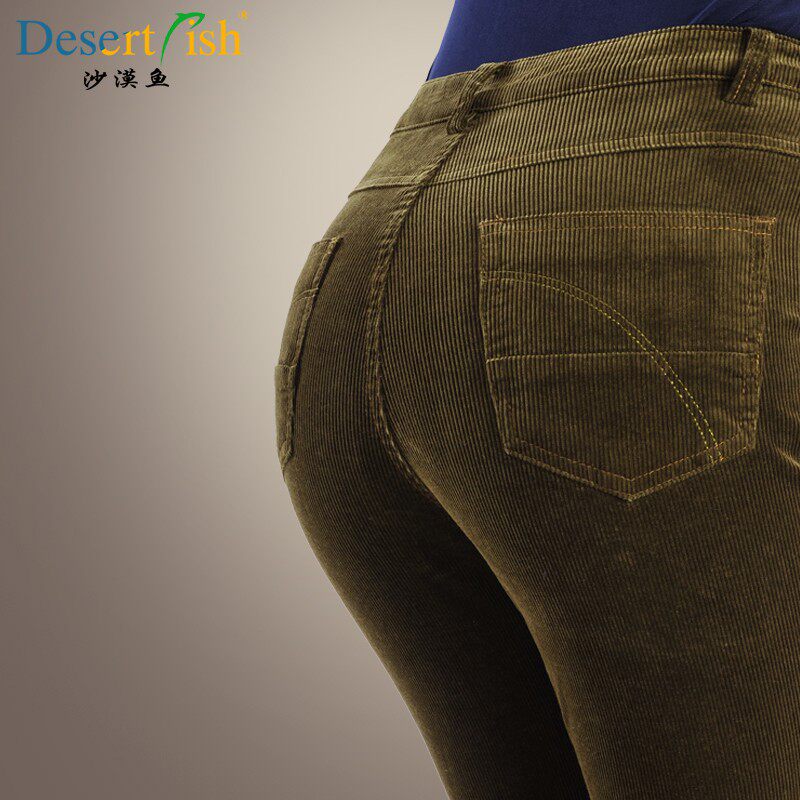 秋冬女裤中年休闲裤女条绒裤灯芯绒长裤妈妈装高腰直筒大码女裤子