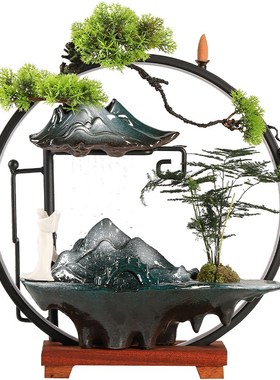 招财流水摆件创意喷泉家居玄关客厅雾化加湿办公室茶桌面开业礼品