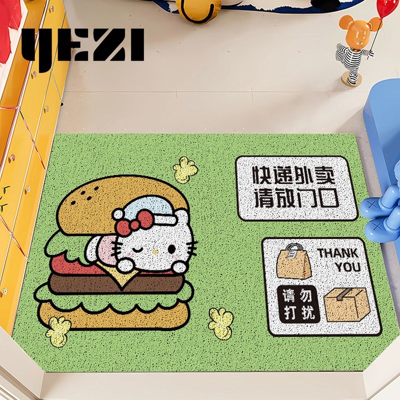 线条小狗外卖快递进门地垫丝圈入户门地垫脚垫玄关大门地毯可裁剪