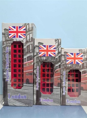 电话亭模型英国伦敦红色复古迷你储蓄罐摆件饰品家居活动生日礼物