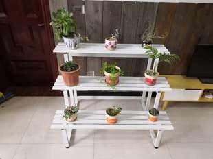 室外铁艺梯形花架加宽24多层家用大花盆架防水防腐阳台鲜花置物架