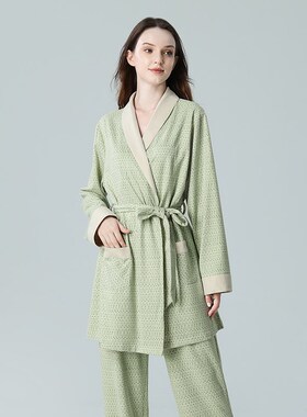 IIZZINI 秋冬新品睡衣女长袖珊瑚绒薄款法兰绒系带家居服套装