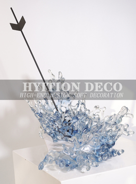 酒店大堂高档摆件售楼处电梯口装饰品样板房客厅玄关轻奢浪花雕塑