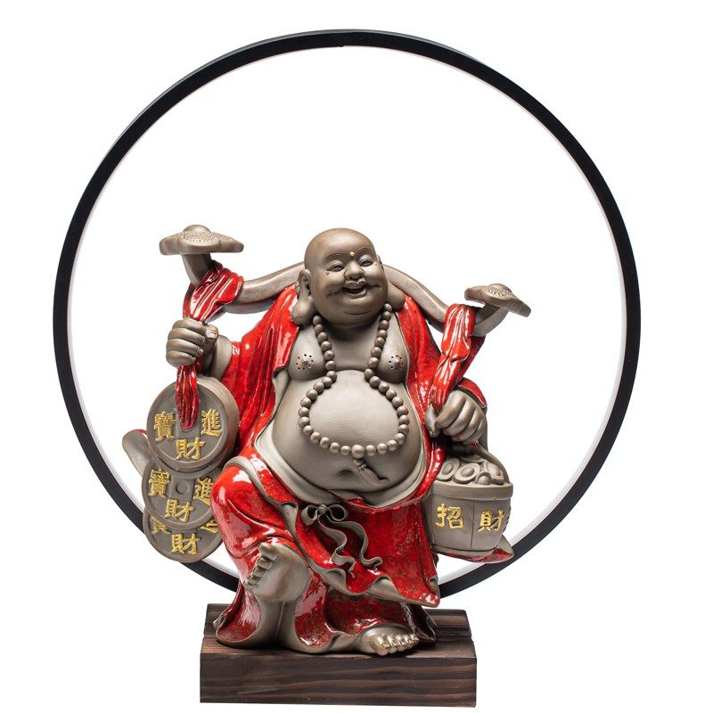 紫砂大号弥勒佛笑佛佛像中式客厅玄关禅意摆设办公室桌面招财摆件,家居饰品,装饰摆件,淘宝优惠券,粉丝福利购,淘宝优惠卷
