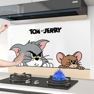 卡通猫和老鼠厨房贴纸防油墙贴防水墙纸灶台台面防火贴画墙壁贴膜
