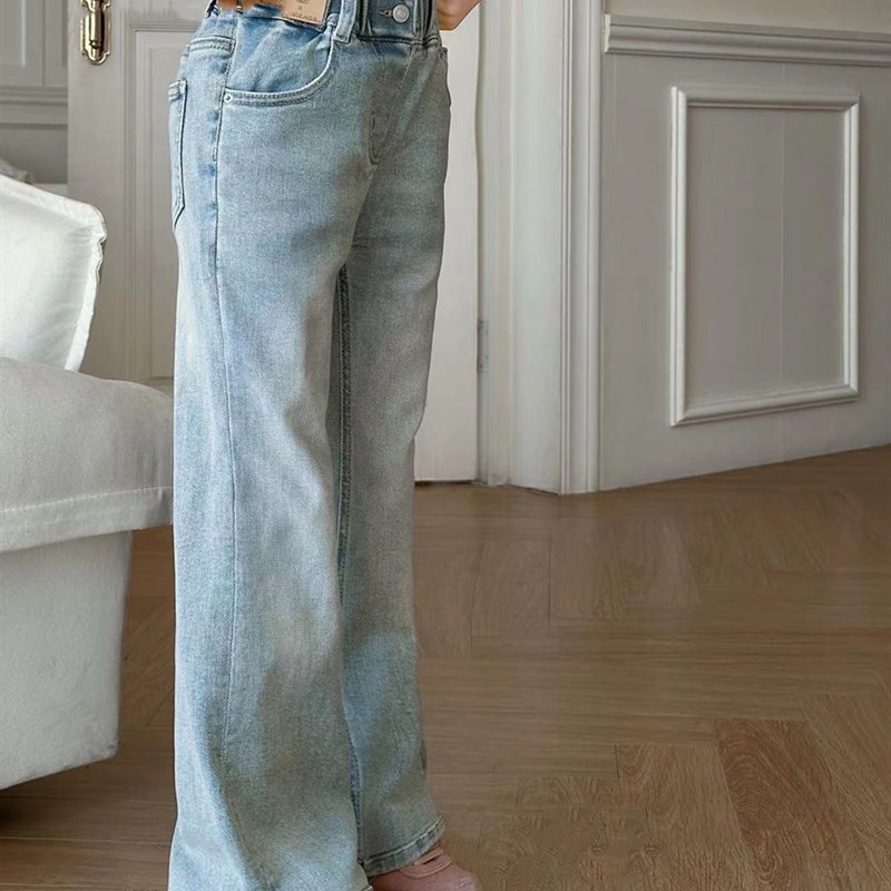 2024春夏牛仔裤女童童装时髦长裤修身喇叭儿童弹力百搭学生中大童