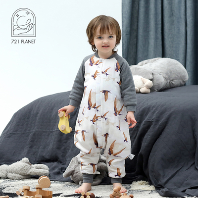 721星球虎年四层纱宝宝分腿睡袋春秋薄款儿童竹棉纱布长袖防踢被