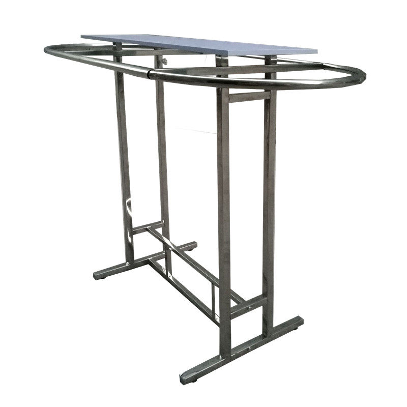 服装店货架童装展示架中岛架落地式椭圆形衣架不锈钢双杠侧挂货架