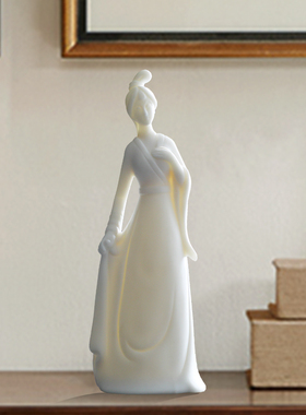 创意陶瓷仕女人物摆件办公室书房客厅桌面古典美女装饰工艺品摆设