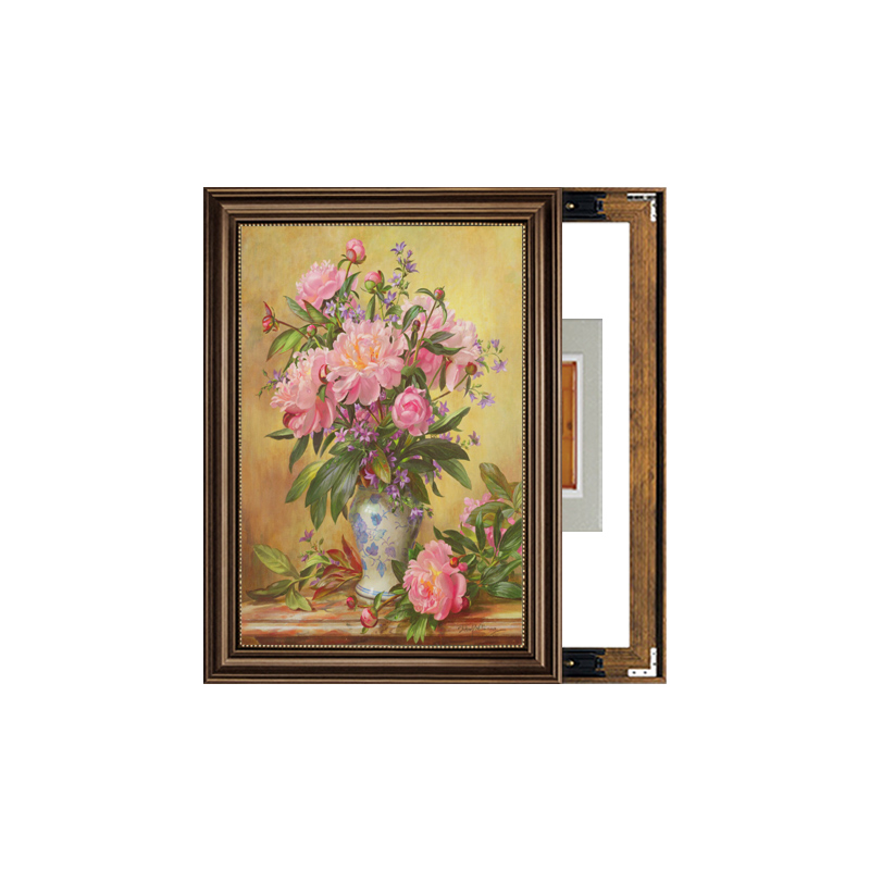美式牡丹花电表箱装饰画欧式挂画遮丑竖款免打孔遮挡配电箱装饰画图片