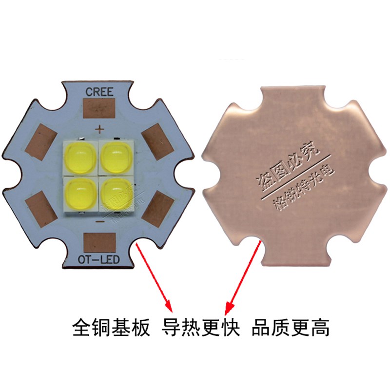 科锐CREE灯珠3V6V12V灯泡10W30W40W强光手电LED汽车光源钓鱼灯芯