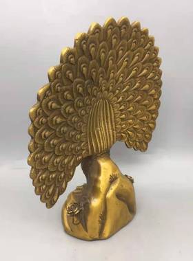 纯铜孔雀开屏摆件仿古孔雀开屏家居装饰工艺品办公纳福礼品