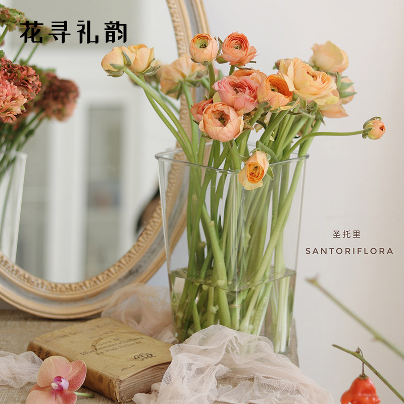 花寻礼韵透明亚克力鲜花桶养花桶花束花瓶塑料法式醒花桶花店家用