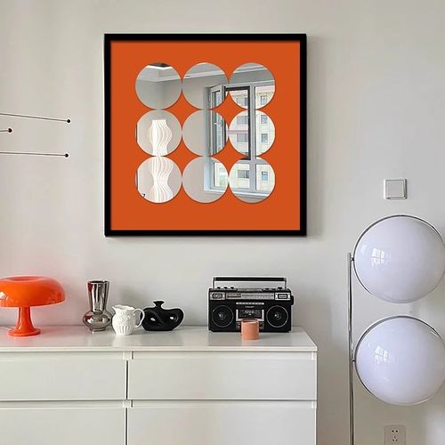 入户玄关柜摆件中古风镜面亚克力客厅装饰画遮挡电表箱镜子高级感