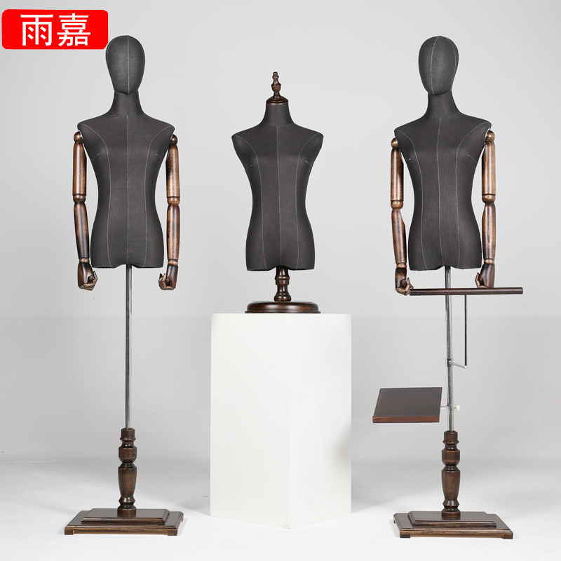 服装店高档模特道具女半身沙溪灰布服装橱窗带头模特架子 展示架