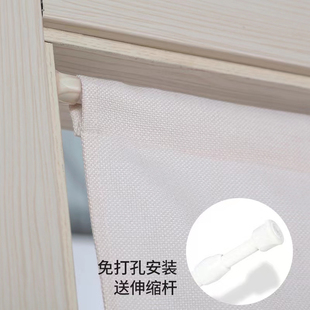 奶油风门帘隔断帘布艺家用卧室免打孔遮挡帘厨房布帘厕所挂帘定制