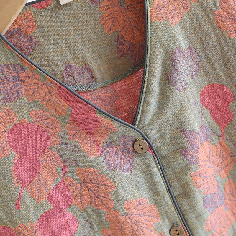 色织纯棉睡衣女春夏季短袖七分裤家居服套装2024年新款薄款中老年