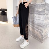 女装 薄款 夏装 大码 200斤胖妹妹遮臀显瘦九分裤 胖mm洋气时尚 休闲裤