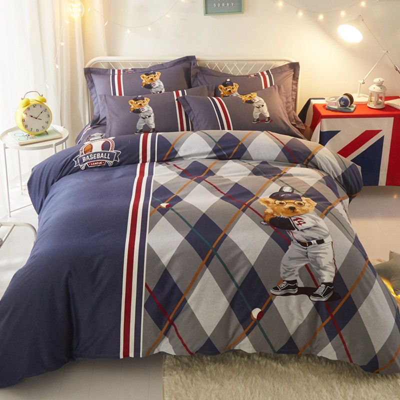 全棉加厚床上磨毛男童三四件套儿童男孩卡通纯棉公主风床笠床单冬