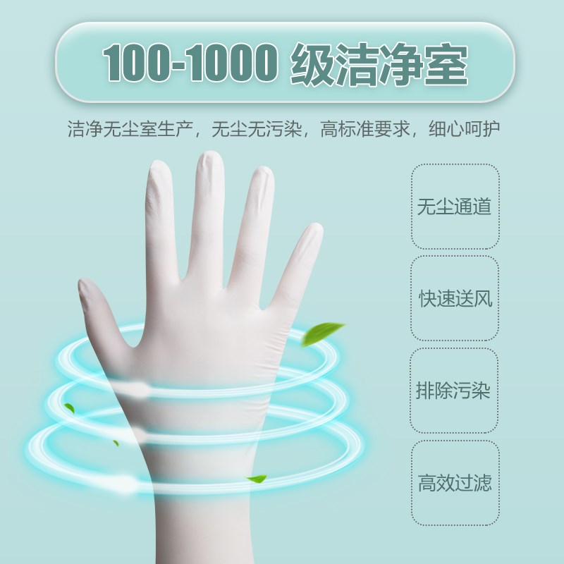 康惠洁一次性丁腈手套加厚耐油9寸12寸洁净室用工业无尘袋装100只