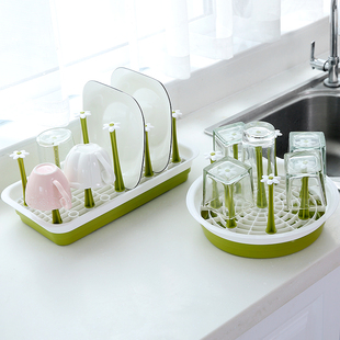 玻璃杯子置物架沥水茶具收纳盒放茶杯的杯架托盘家用客厅水杯架子