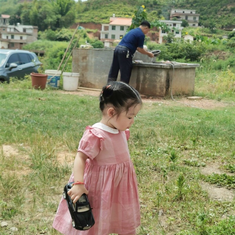 女宝宝夏装可爱粉色公主裙裙子复古礼服洋气女童连衣裙伯米吉童装