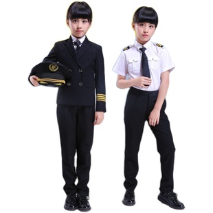 新款儿童机长演出服中国飞行员表演服装幼儿空少制服飞机师舞台服