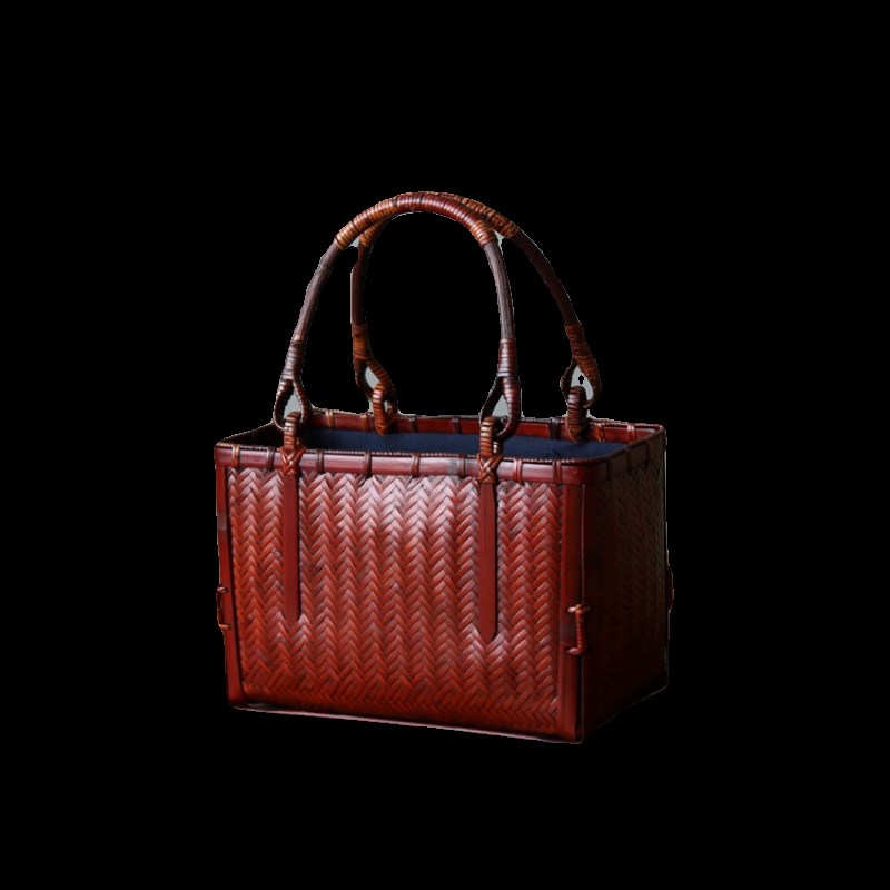 手工编织女手提包手拎包收纳包时尚复古藤编竹编包手提篮子摄影